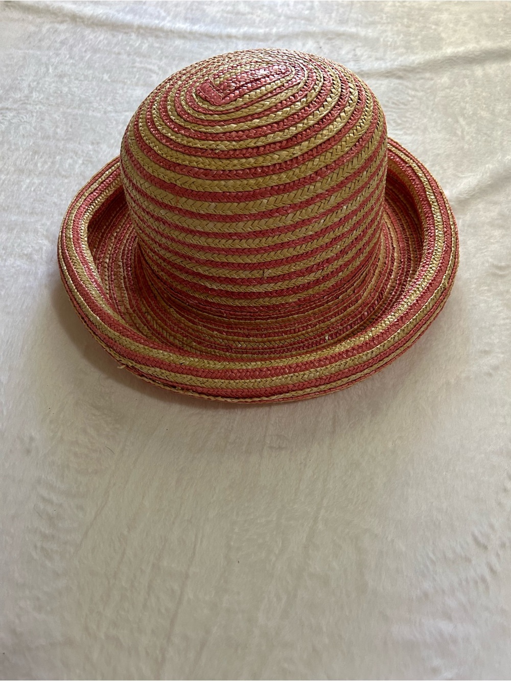 Betmar Striped Straw Sun Hat in Pink and Natural